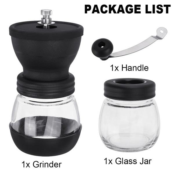 Manual Coffee Been Mill Stainless Steel Handle Coffee Grinder with Storage Glass Jar LS