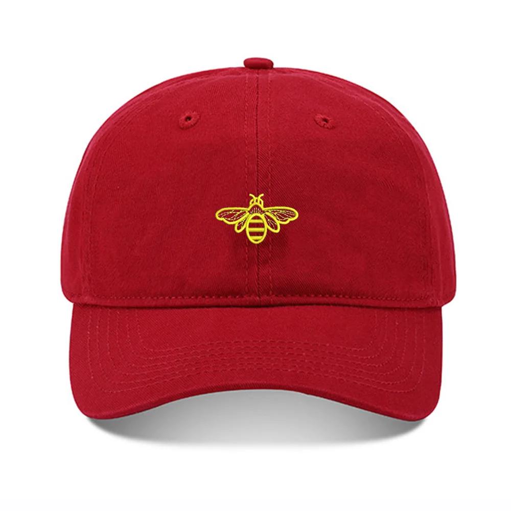 Lyprerazy Baseball Caps Cute Bee Unisex Embroidery Baseball Cap Washed Cotton Embroidered Adjustable Cap