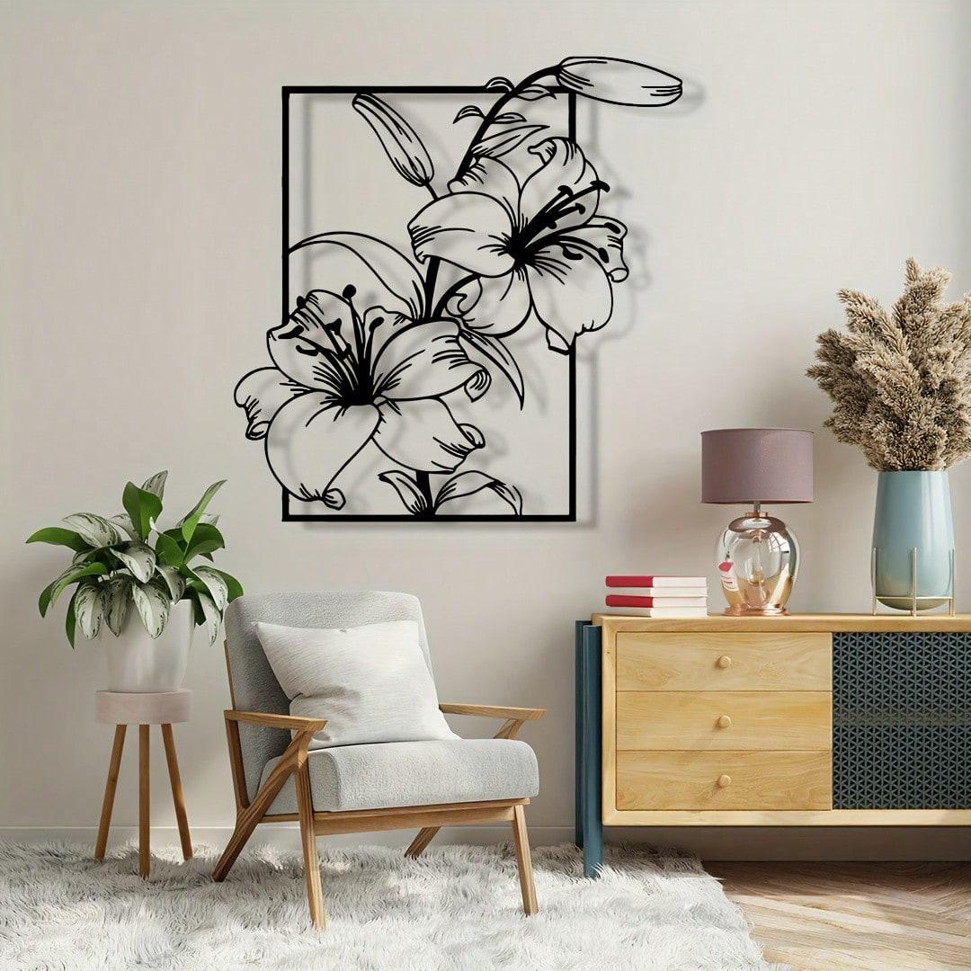 

Floral Metal Wall Art for Home Decor Rust Resistant Garden Garage Gift