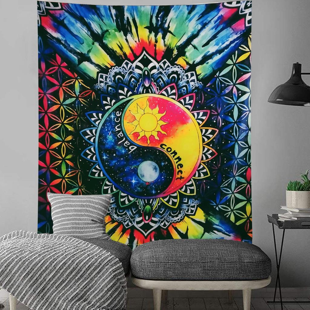 Large Golden Ombre Mandala Wall Tapestry Traditional Indian Hippie Room Decoration Oriental Artist Indian Bedroom Hanging