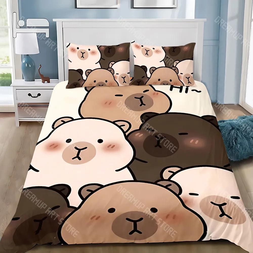 Niedliche Capybara Bettbezug Kissenbezug Bettwäscheset Erwachsene Junge Mädchen Schlafzimmerdekoration Kinder Geschenk Einzel Doppel Große Größe