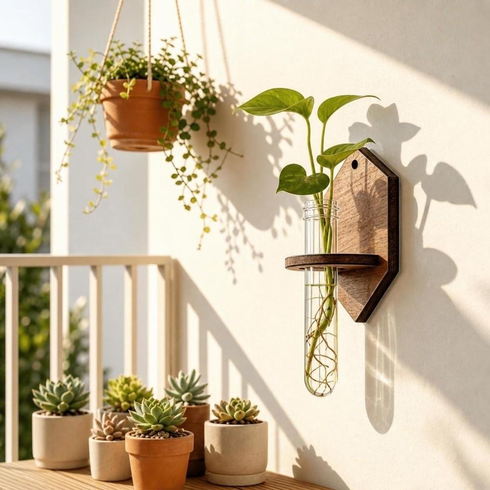 Home Ornaments Hydroponic Planter Shelf Vase Planter Holder Wall Mounted Planter  Living Room