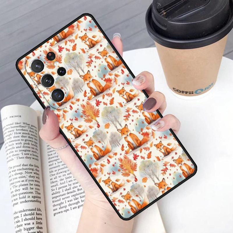 Autumn Leaves Fall Fox phone case Cover For Samsung Galaxy S24 S25 Ultra S21 S22 Ultra S10E Note 10 Plus Note 20 FE S23