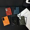 Applicable To Samsung ZFold1 Wide Folding Mobile Phone Case Crazy Horse Pattern Magnetic Belt Front Frame Side Buckle Middle Shaft Anti-drop