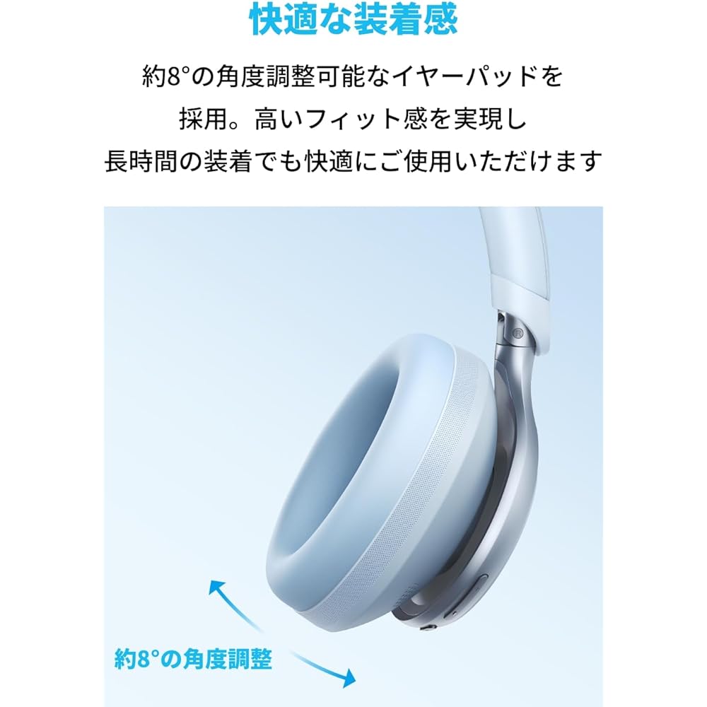 Anker Soundcore Space One Wireless Headphones Bluetooth 5.3 Ultra Noise Cancelling 55 Hours Playback Blue
