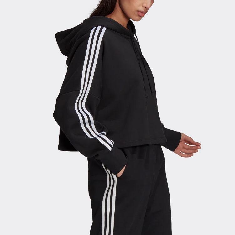 Adidas Originals Cropped Hoodie Color Block Casual Sports Hoodie Women Hoodies Black GN3100