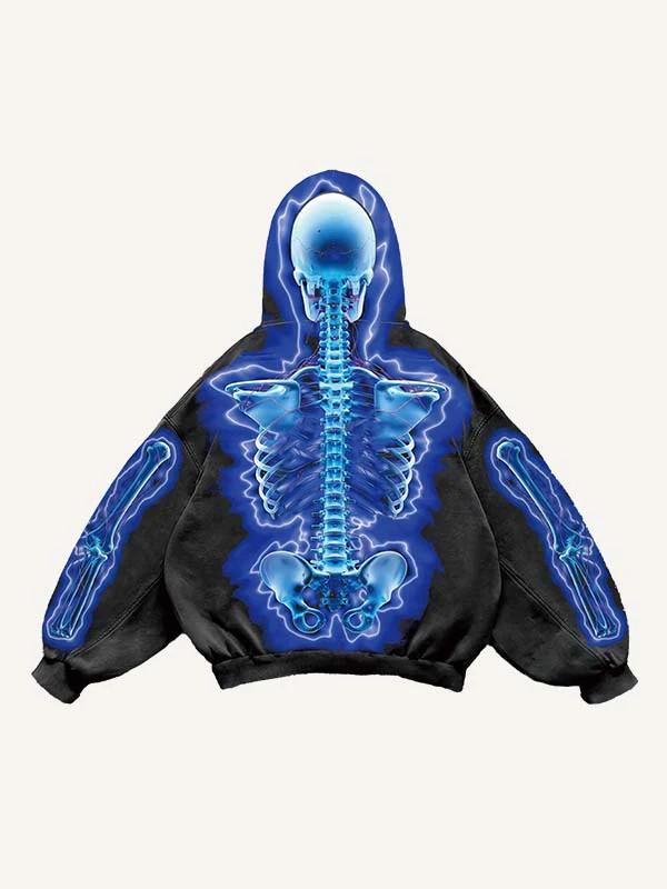Unisex Retro Skeleton 3D Print Hoodie - Trendy Pullover with Hood