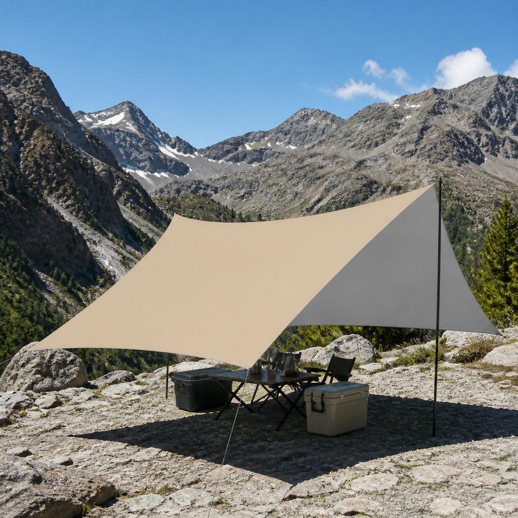 21D Oxford Cloth Tarp for Camping, Sunshade, UV Protection, Waterproof 3x3m Silver Coated