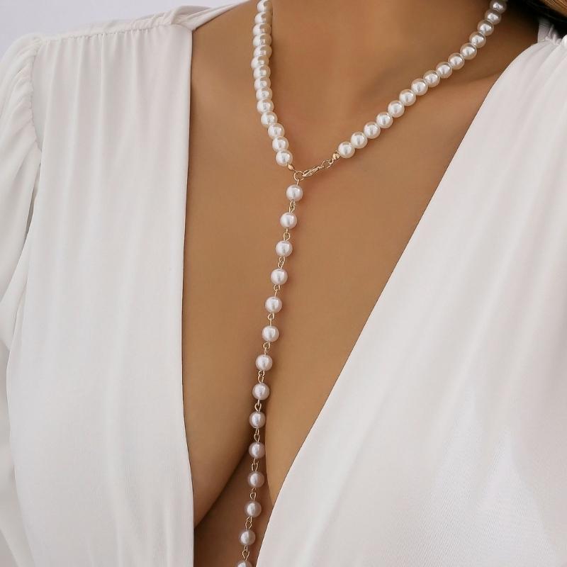 Long Statement Round Beaded Necklace Vintage Inspired Lightweight Tassels Neckchain Handmade Accessory