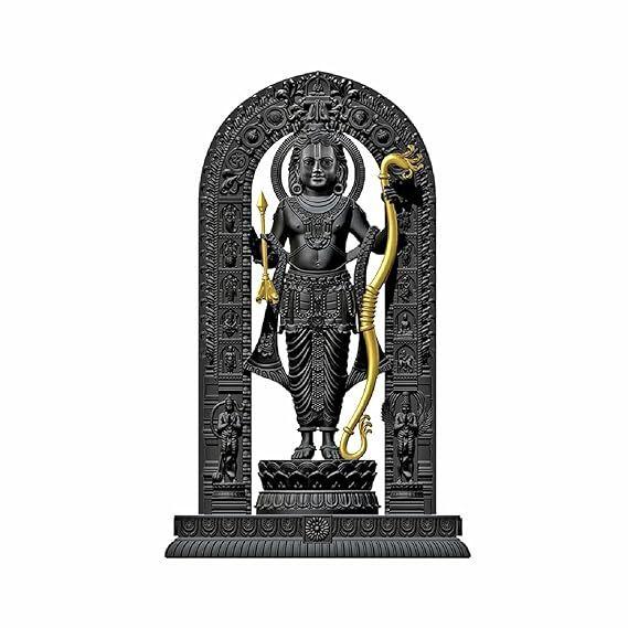 Shree Ram Lalla Murti/Götteridole/Ayodhyas Shree Ram Statue/Heimdeko/Dekorative Artikel für Wohnzimmer/Büro/Ausstellungsstück-(Schwarzes Gold)