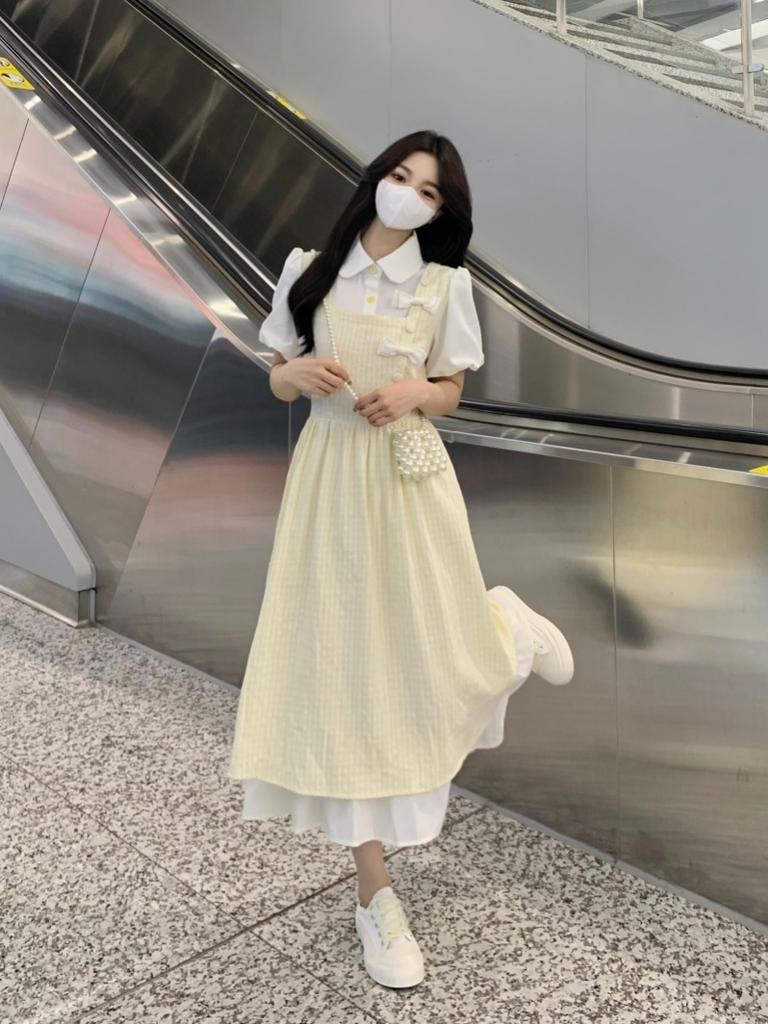 Fake Two-piece Plaid Dress Girl Student New Middle School High School Student Retro National Style Small Milk Good Dress