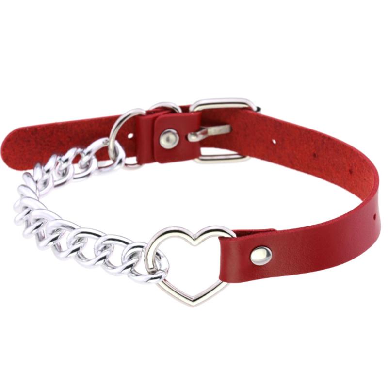 1Pc Punk Women Harajuku Heart Religion Cross PU Leather Choker Necklaces Punk Gothic Spike Rivet Collares Bell Torques Jewelry