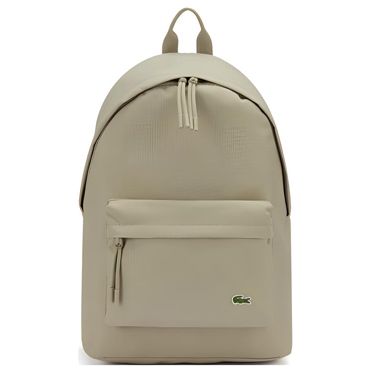 Lacoste Neocroc Fashion Versatile Zipper Closure Fabric Backpack Large Unisex backpack Dark-Beige NU4592NE-Q18 Dark Beige