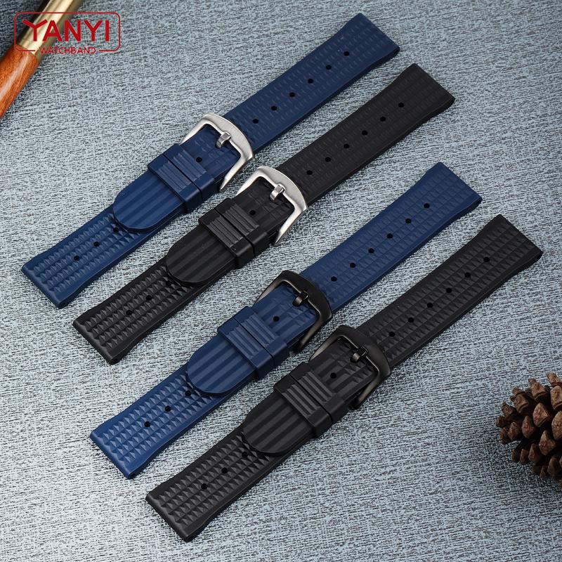 Klockarmband i fluorgummi 20 mm 22 mm dammtätt gummiband för omega seiko huawei Samsung klockarmband märke sportklockarmband