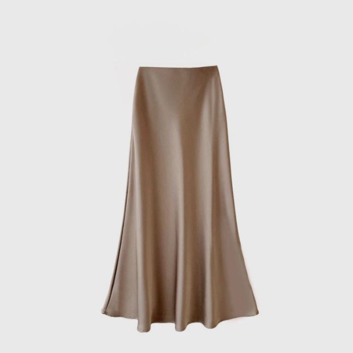 High-Waisted Slimming Satin Bodycon Mermaid Midi Skirt 2025 Spring/Summer Collection