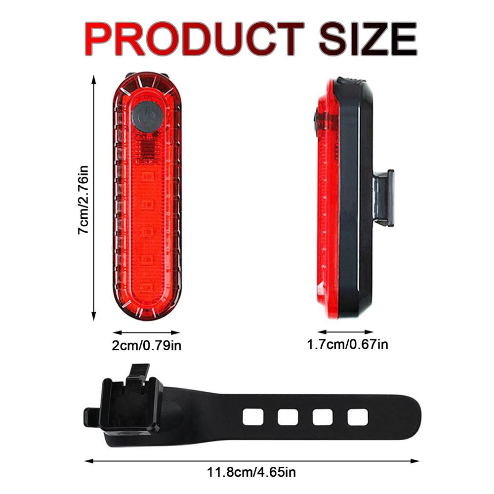 USB Rechargeable LED Bike Tail Light Bright Bicycle Rear Cycling Safety Flashlight 4 Light Mode Options
