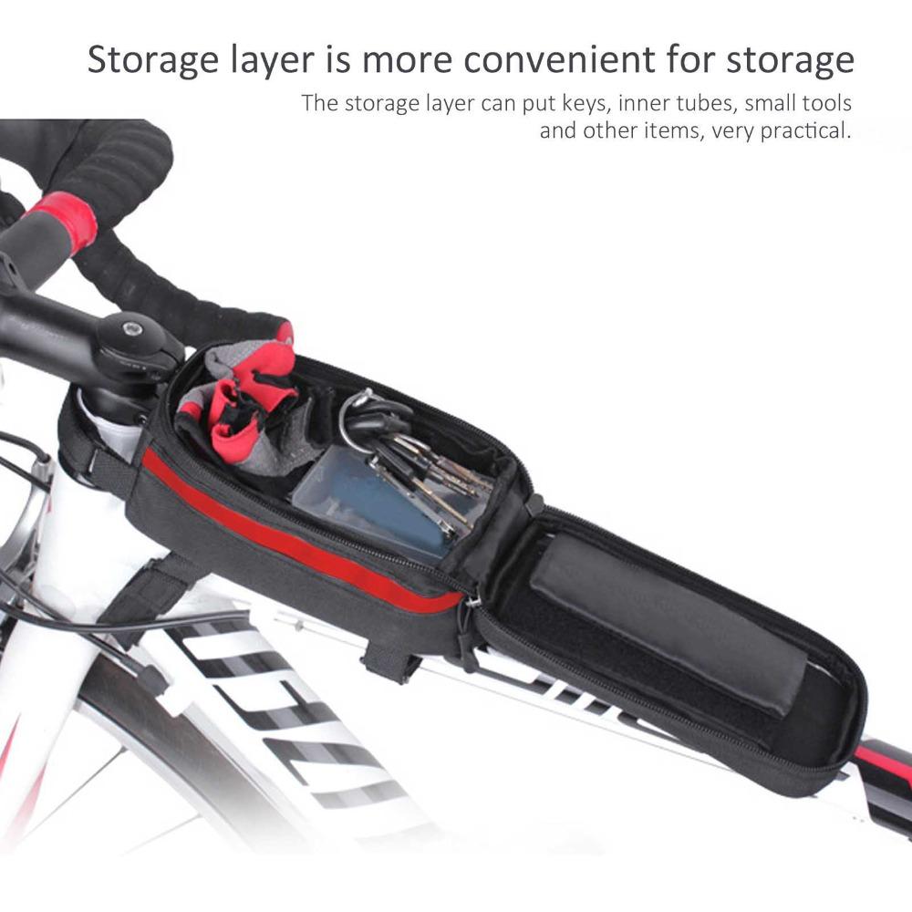 Hook and Loop Straps Bicycle Phone Bag 600D Nylon , TPU Bike Top Tube Bag  Cycling Gear Carrying