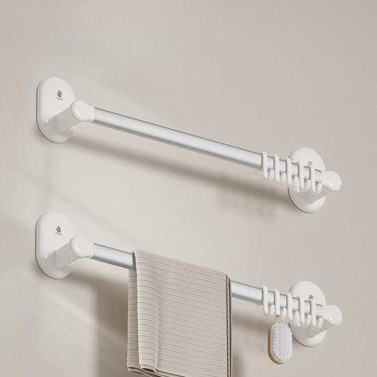 Bathroom Towel Holder with Hooks Strong Load-bearing Simple Installation Suction Cup Towel Bar Hanger Wall Hook