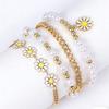 Zircon Jewelry Set Lightweight Pearl Heart Bracelet Gold Color Jewelry Daisy Flower Bracelet For Gifts For Women Parties