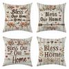 New Floral Linen Pillowcase for Holiday Decoration, Car Sofa Lumbar Pillow and Cushion Cover