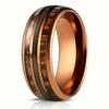 Single Piece Retro Niche 8mm Stainless Steel Smooth Inlaid Guitar Wire Barrel Wood Ring Men's And Women's  Ring