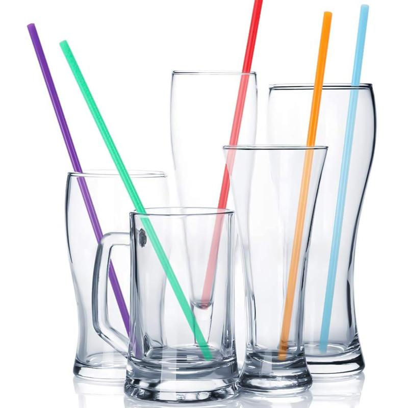 100Pcs Disposable Plastic Straws Colorful Bubble Milk Tea Cocktail Drinking Straws Party Birthday Supplies Kitchen Accessories