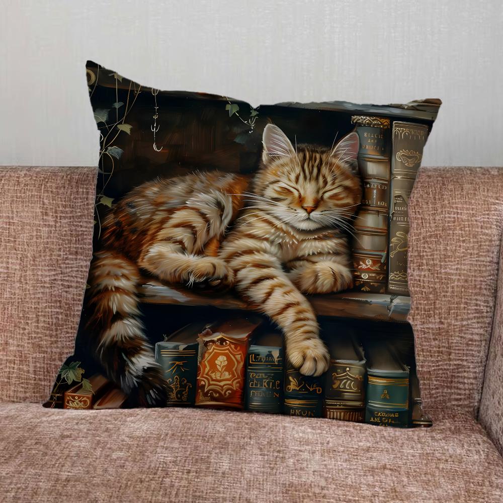 Book Creative Naughty Cat Pillow Case For Home Bedroom Car Office Decoration Living Room Sofa Cushion Cover Suitable