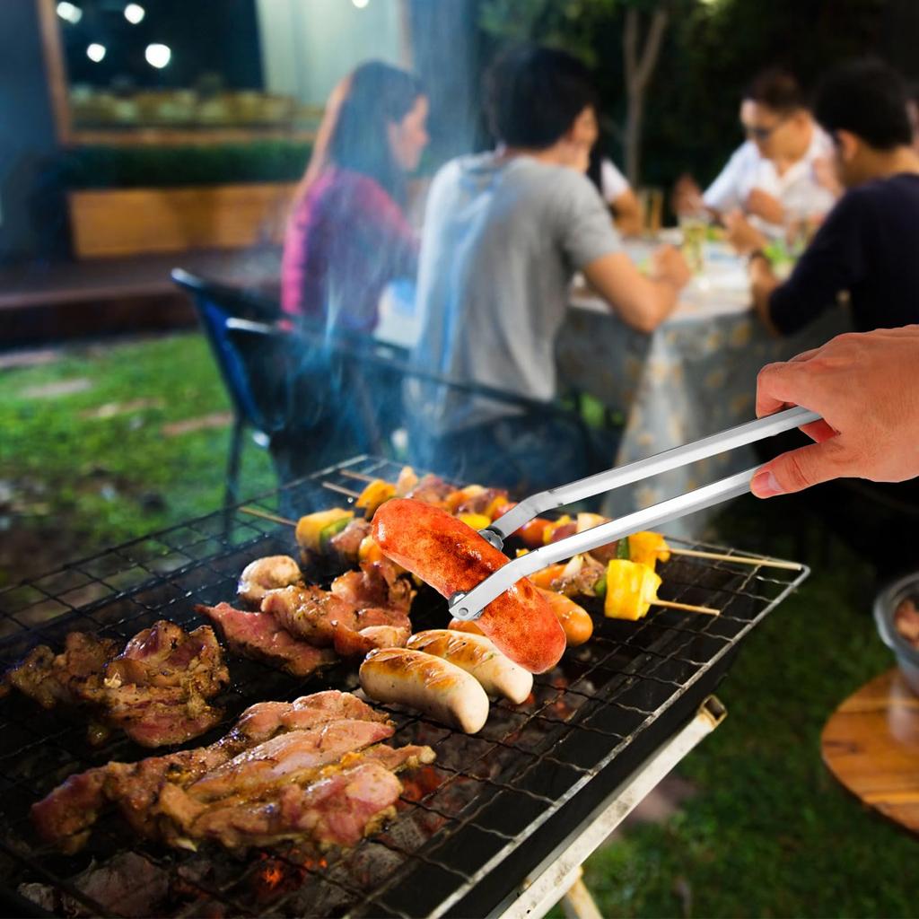1Stainless Steel Multifunctional Tongs Bread Tongs Tongs Ideal For Barbecuing Baking Camping Durable Kitchen Restaurant Home Use