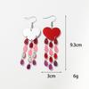 New Valentine's Day Heart Acrylic Earring for Women Mirrored Love-Shape Raindrop Long Tassel Drop Earrings Trendy Jewelry Gift