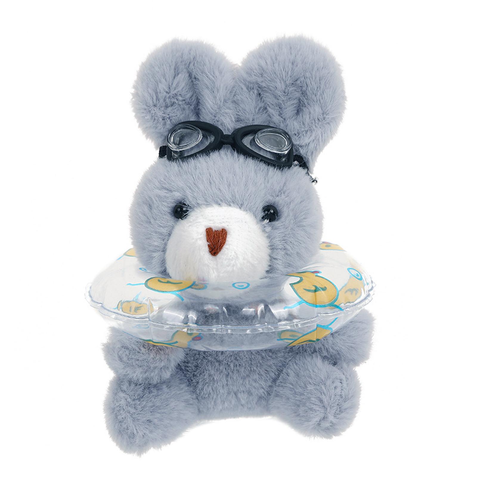 

Модный брелок для ключей с подвеской в виде кролика и плавательным кольцом, брелок с плюшевым животным, уникальный кулон для сумки, украшения серый