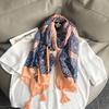 Fashion Black White Branch Floral Tassel Viscose Shawl Scarf Lady High Quality Wrap Pashmina Stole Bufanda Muslim Hijab 180*90Cm