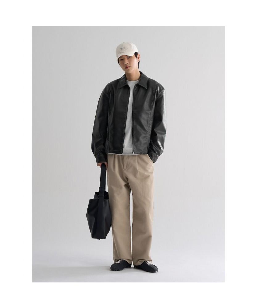 8SECONDS Cotton Wide Fit Half-Band Pants Beige