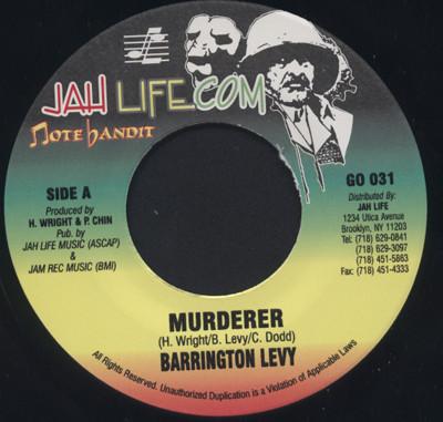 7inch Record BARRINGTON LEVY Murderer GO031 Jah Life Com US Reggae Ska Dub Used