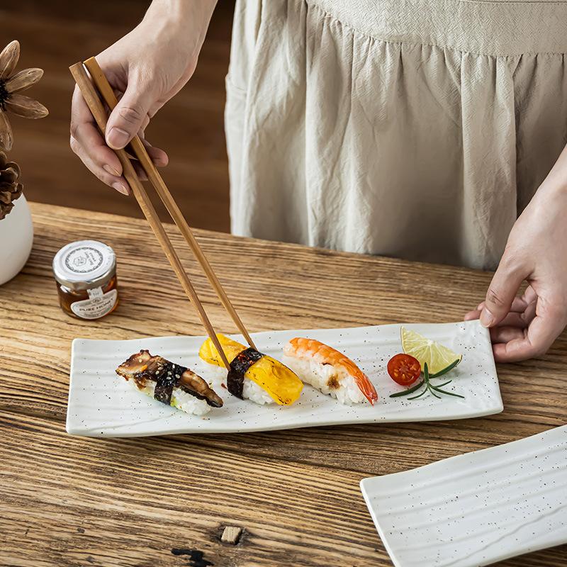 Japanese Rectangle Plate Household Ceramic Plate Plate Plate Restaurant Plate Retro Plate Sushi Plate