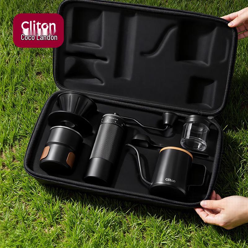 CLITON Portable Manual Pour Over Coffee Maker & Grinder Set