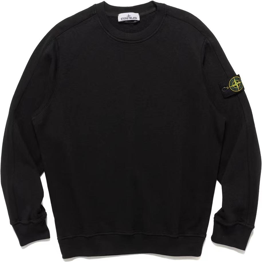 

Stone Island SS24 Old Series Vintage Pullover Washed Cotton Logo Crewneck Sweatshirt Men sweatshirt Black 801566060-V0029 M