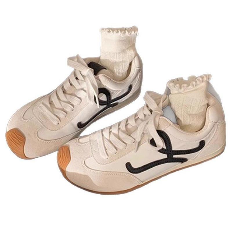 Retro Women's Spring Style Color Matching Lace-up Comfortable Casual Sports Running Shoes Wear-resistant Trend