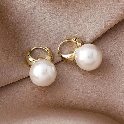 1Pair Simple Pearl Studs Hoop Earrings For Women   Earrings Jewelry Gift