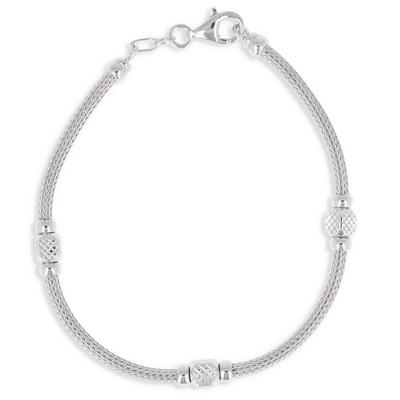 [Q4605] - Silver 'Boho' Silver Bracelet (rhodium-plated) - 3 Mm