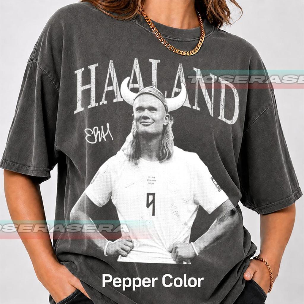 Erling Haaland Portrait T-Shirt | Soccer Player Graphic Tee BK