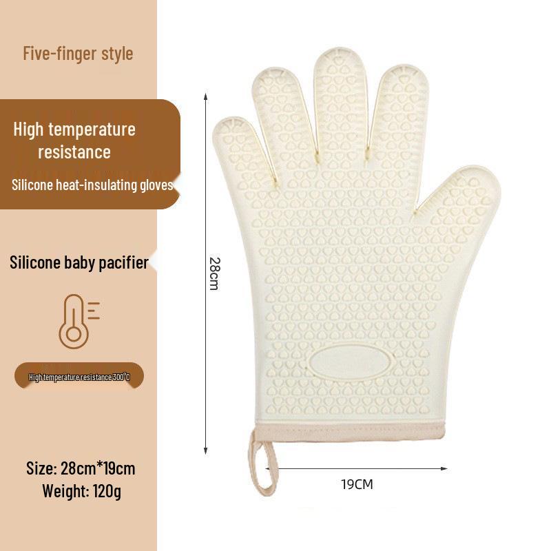 Heat-Resistant Non-Slip Silicone Baking Gloves: Anti-Scald, Waterproof, Thickened for Microwave Oven Use