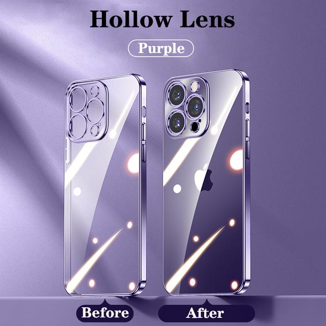 Official Plating Ultra Thin Clear Case For Iphone 14 13 12 11 Pro Max Mini Xs X Xr 7 8 Plus Camera Protector Hd Glass Flim Cover