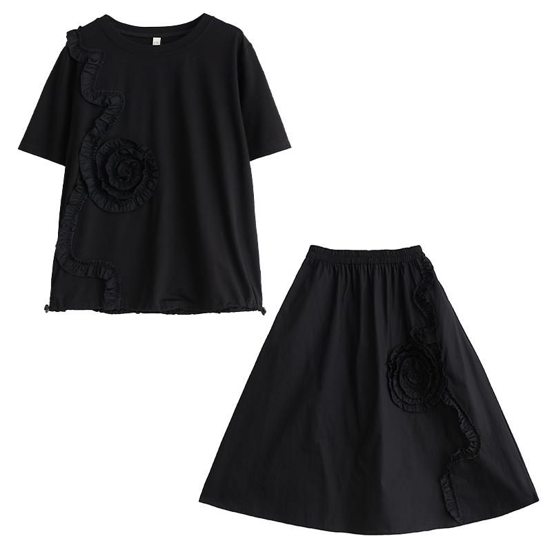 

XITAO черное платье, женские индивидуальные модные свободные комплекты из двух предметов WLD11365 One Size чёрный