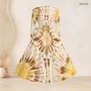 Women Plus Size Square Neck Long Sleeve Printed Tie Waist A Line Dress