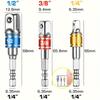 [Durable Adapters] 3pcs Durable Alloy Color-Coded Impact Socket Adapters - 1/4", 3/8", 1/2" Hex | Compatible with Cordless Drills, Square Drill Bits