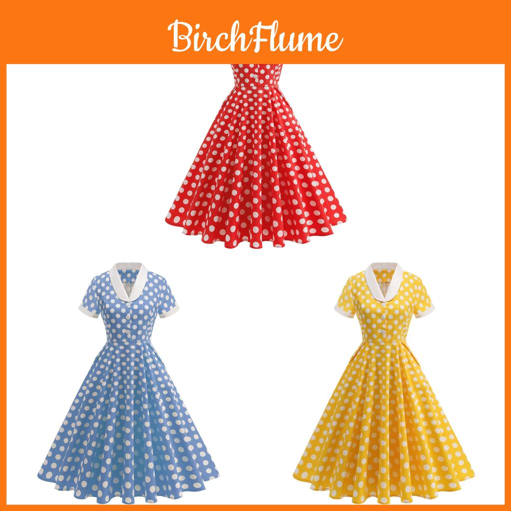 Retro Spring Dress With Button Design For Casual Travel And Events