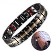 Vinterly Gold-color Black Magnetic Bracelet Male 15mm Wide Stainless Steel High Magnet Men Wristband Jewelry Benefits Waterproof