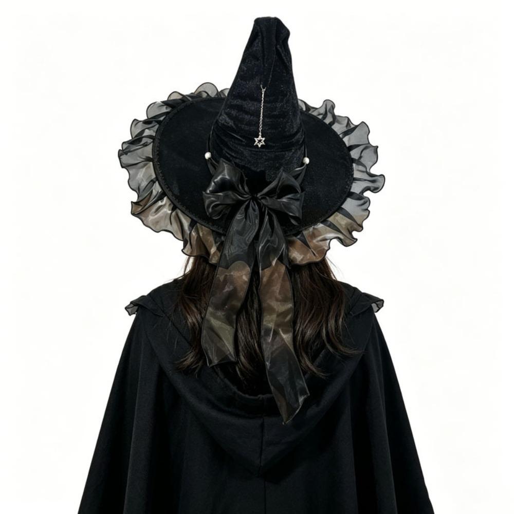 Lace Lolita Witch Hat Star Pendant Wizard Cap Party Props Halloween Hat Cosplay Event