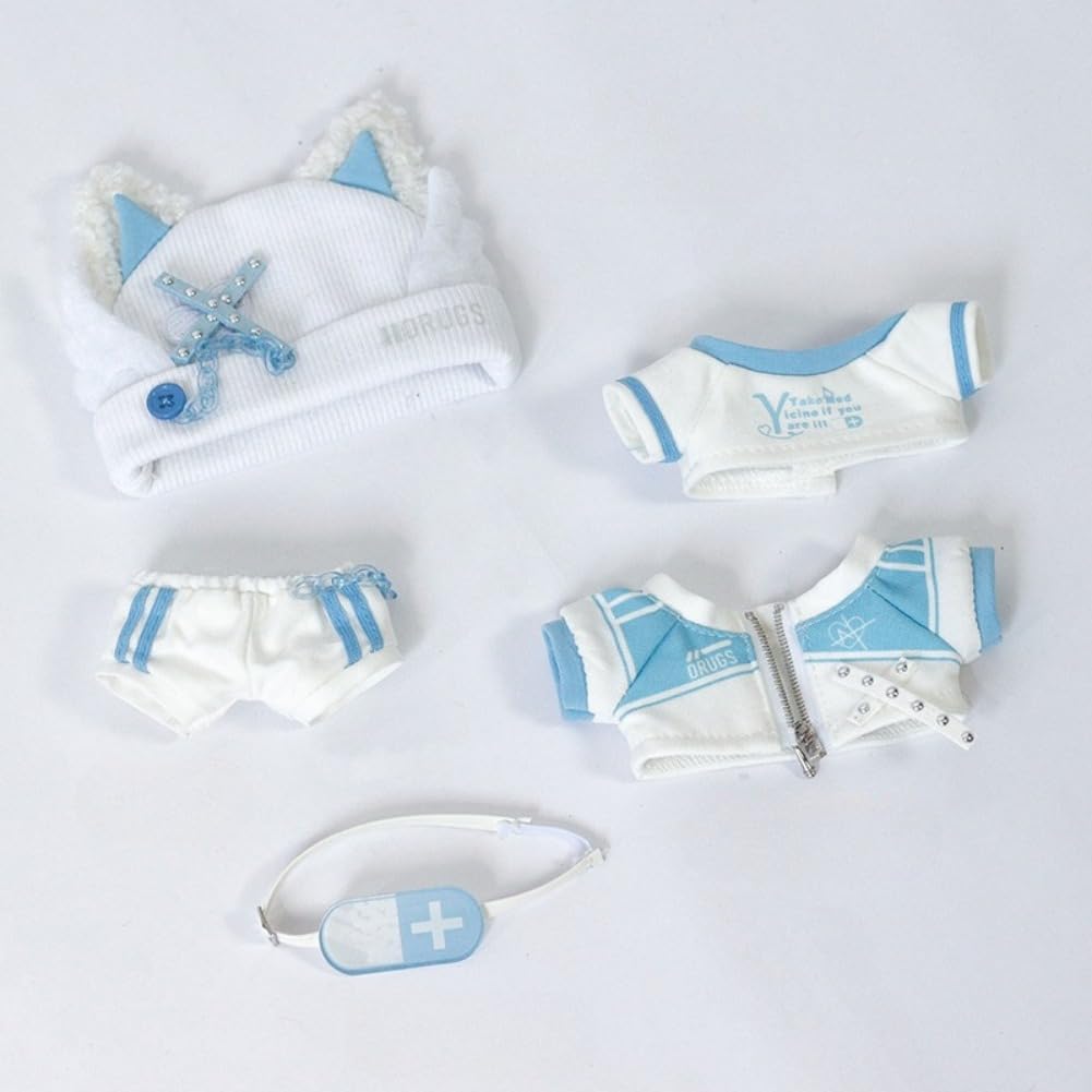 10cm Plush Clothes Set of 5 Doll Clothes: Hat, Long Sleeves, Pants, Outerwear, and Backpack [Used]
