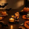 Fall Theme Room Decor Halloween Campfire Tealight Holder, Mummy Ghost Scarecrow Resin Decorative Ornaments Candle Stand for Desk, Harvest Table